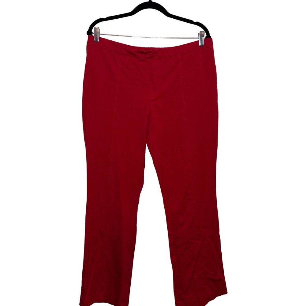 Isaac Mizrahi Live Red Pull-On Straight-Leg Pants Size 16 US Elastic Waist